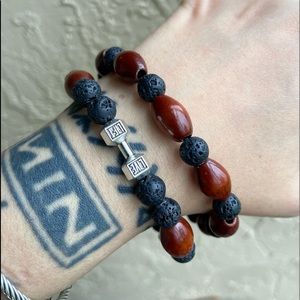 ON SALE / FINAL PRICE set lava rock wood barbell